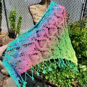 💖 New Handmade Crochet Shawl / Scarf / Pareo